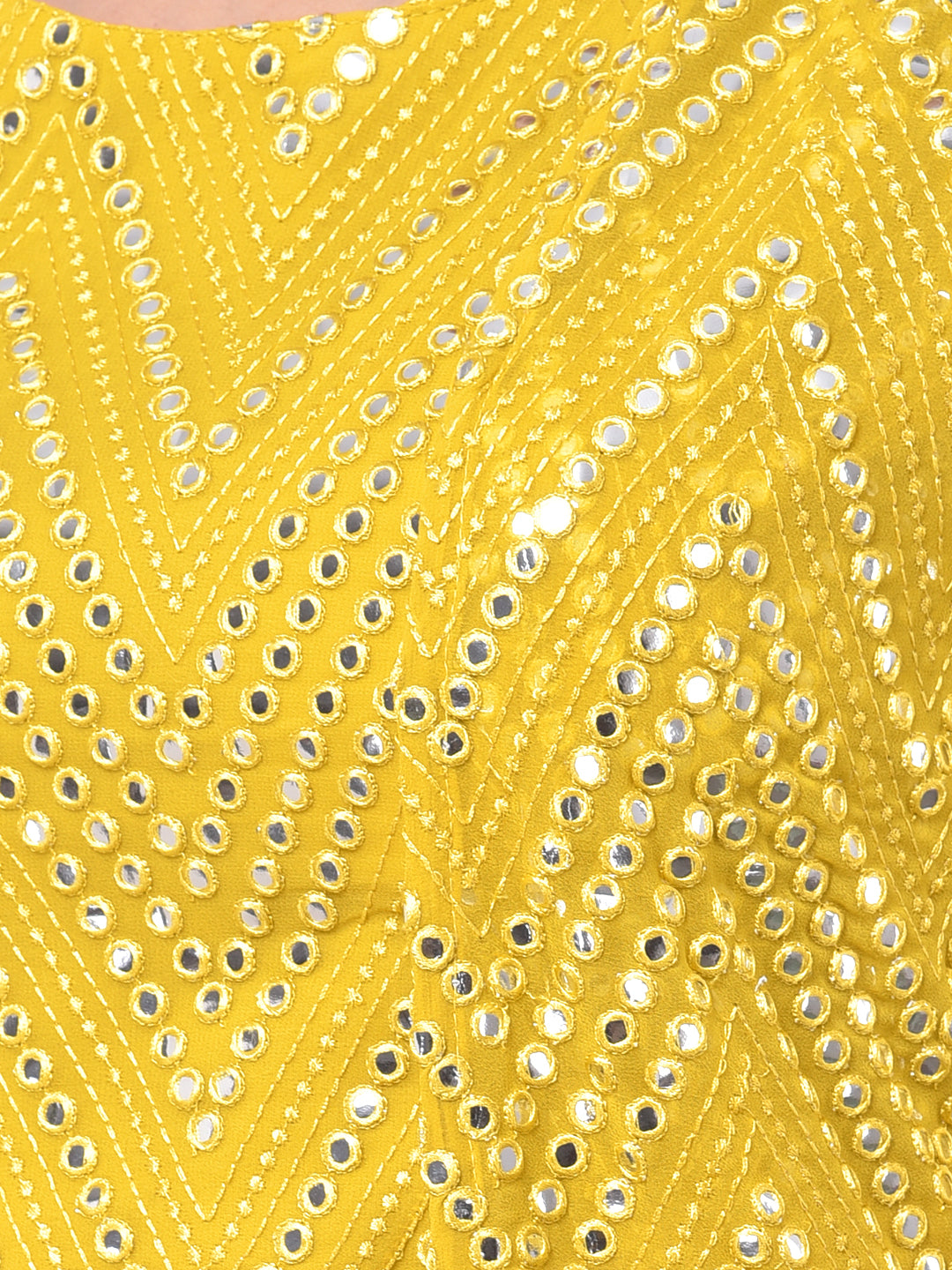 Neeru's Yellow Embellished Top & Skirt Set With Shrug