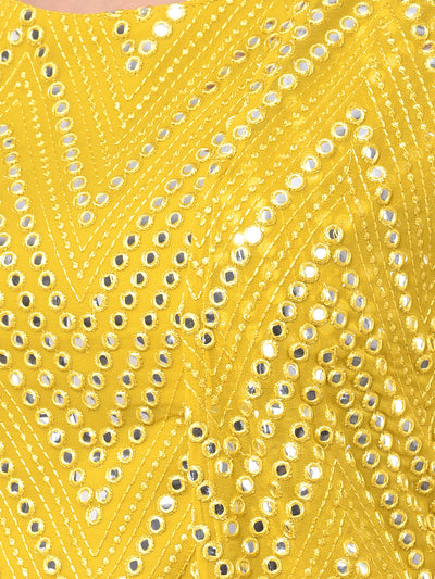 Neeru's Yellow Embellished Top & Skirt Set With Shrug