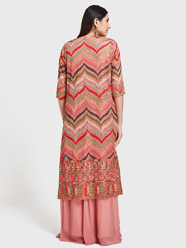 Neerus Baby Pink Color Georgette Fabric Suit-Fusion