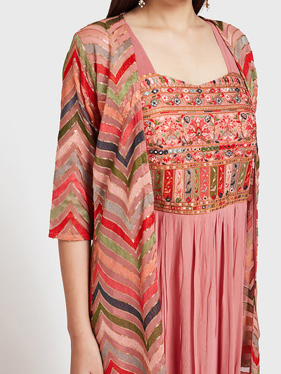 Neeru'S Baby Pink Color, Georgette Fabric Suit-Fusion