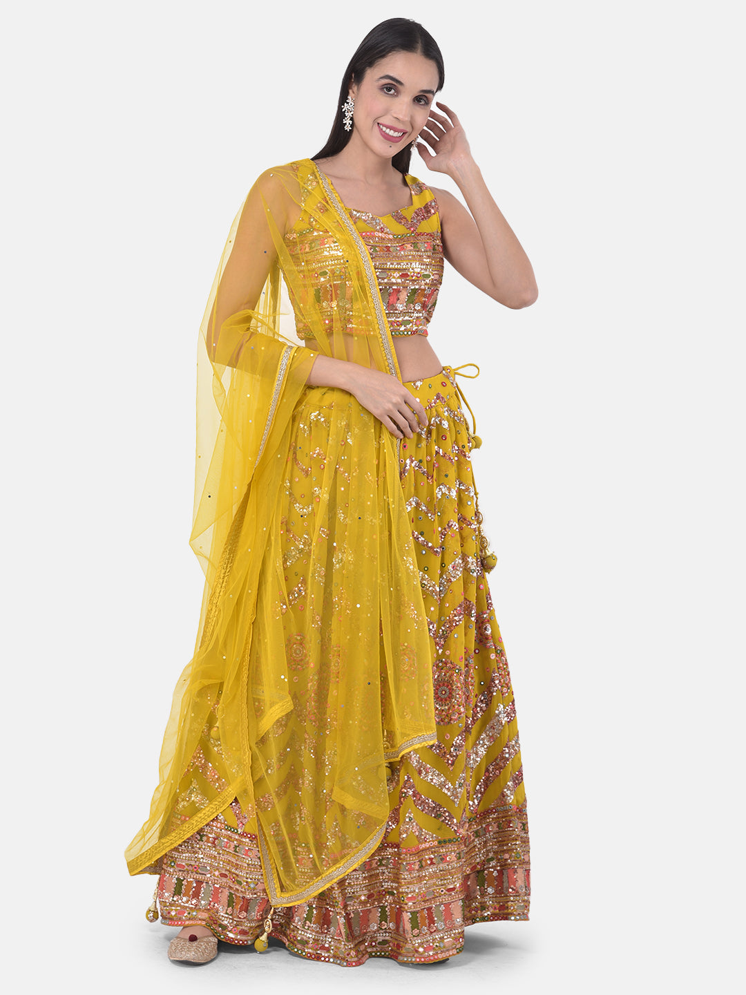 Neeru's Yellow Embellished Lehenga Set