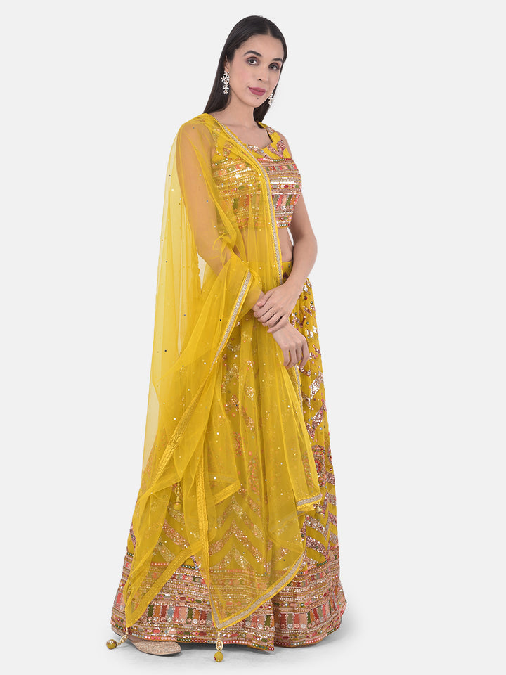 Neerus Yellow Embellished Lehenga Set