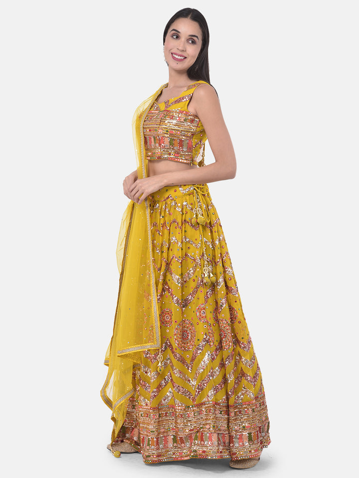 Neerus Yellow Embellished Lehenga Set