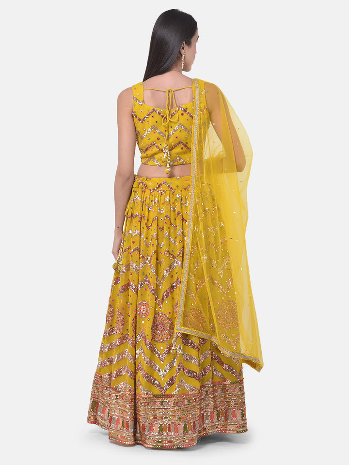 Neerus Yellow Embellished Lehenga Set