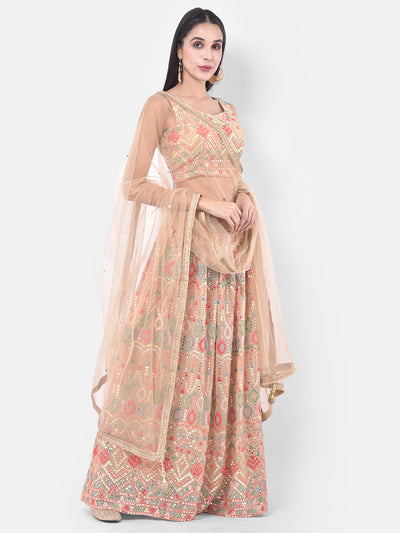 Neeru'S Peach Embellished Lehenga Set