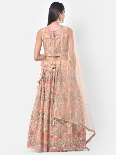 Neeru'S Peach Embellished Lehenga Set