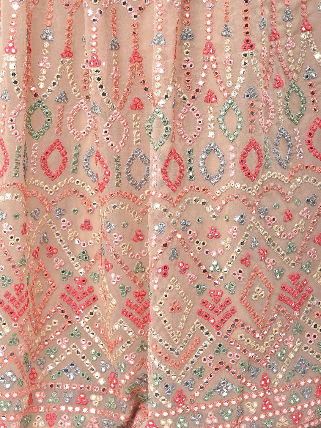 Neerus Orange embellished flared lehenga set - detail view 2