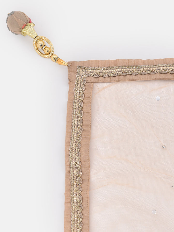 Neerus Orange embellished flared lehenga set - detail view 3