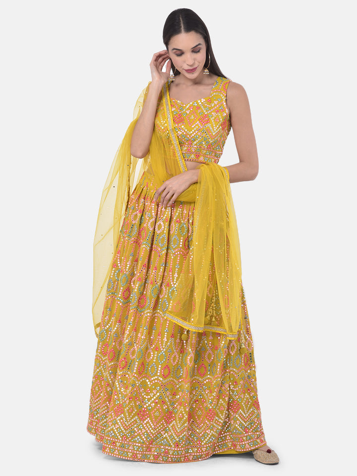 Neerus Yellow Embellished Lehenga Set