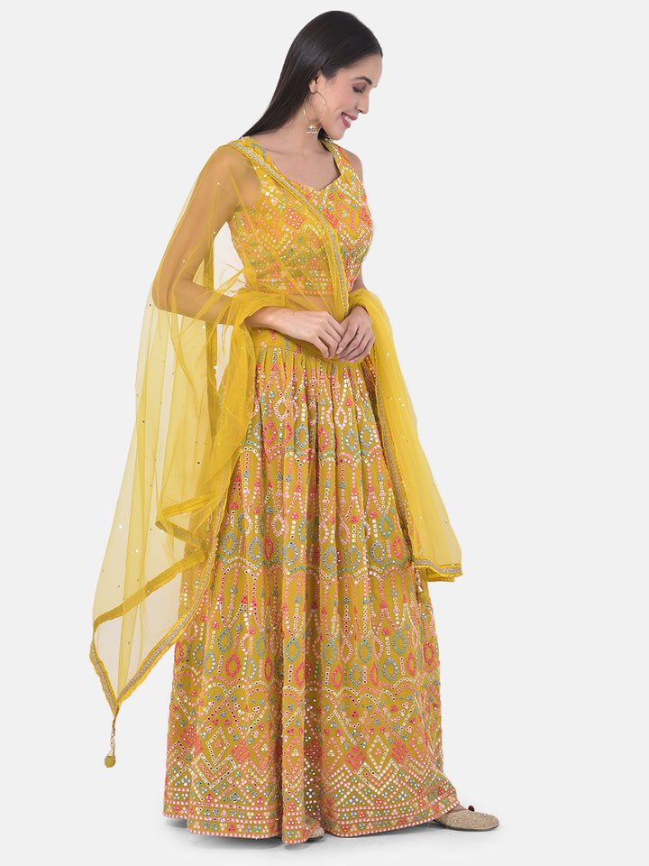 Neerus Yellow Embellished Lehenga Set