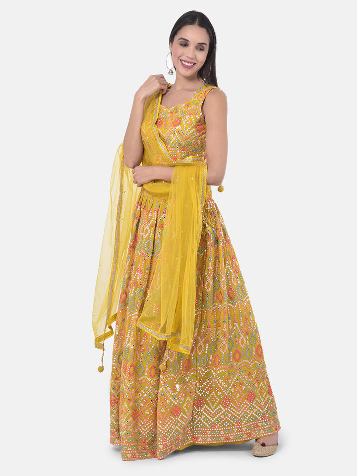 Neerus Yellow Embellished Lehenga Set