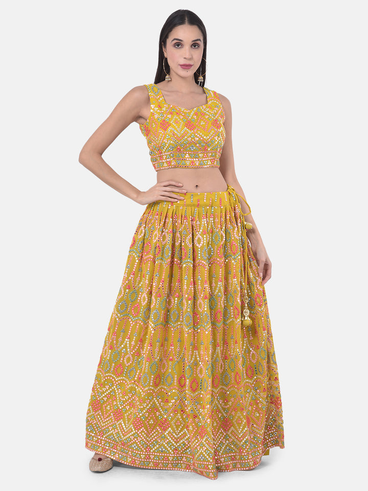 Neerus Yellow Embellished Lehenga Set