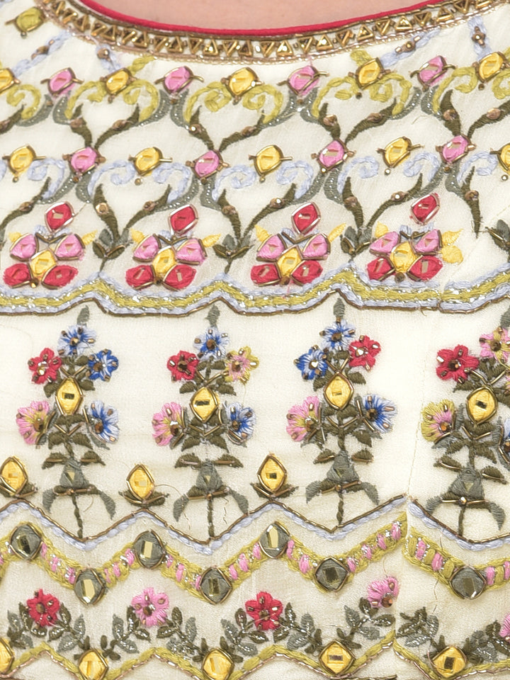 Neerus Yellow Embroidered Kurta With Sharara & Dupatta