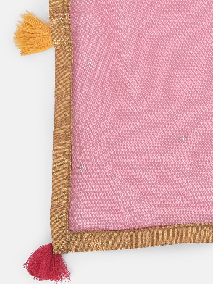 Neerus Yellow Embroidered Kurta With Sharara & Dupatta