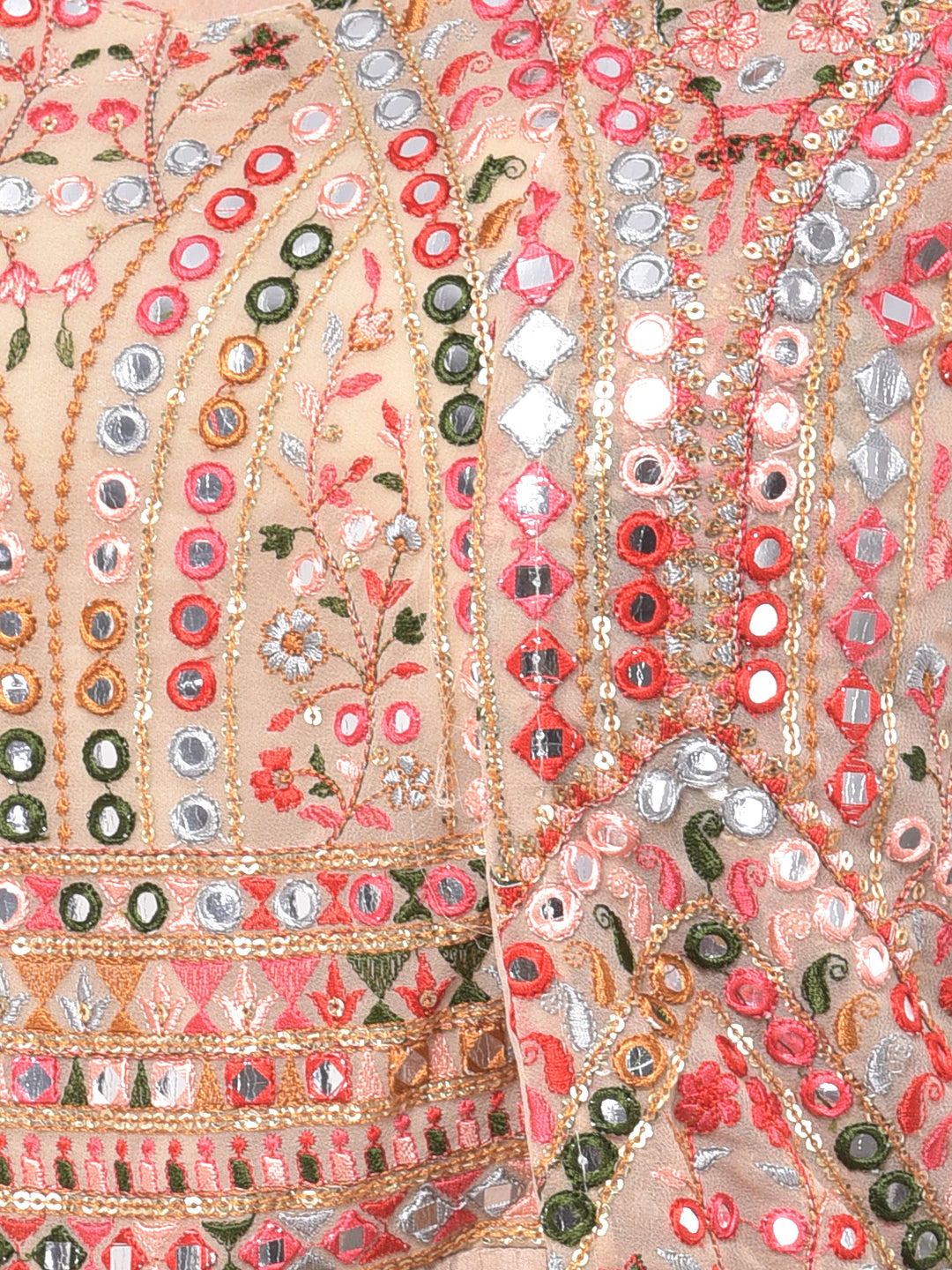 Neeru's Bisque Embellished Flared Kurta With Shrug