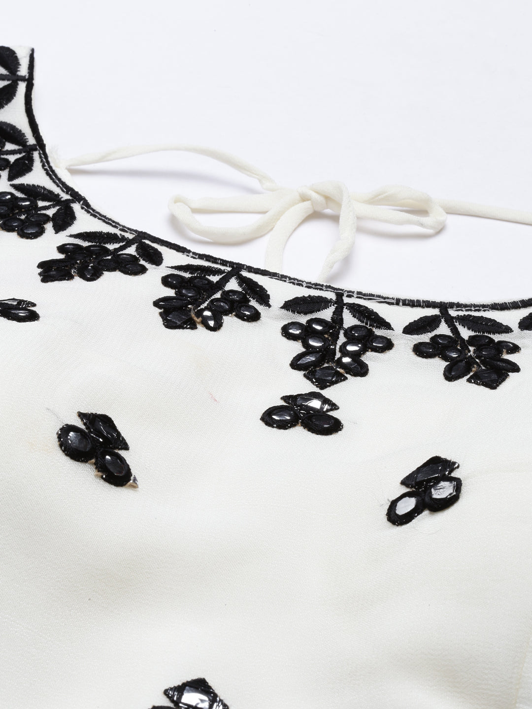 Neerus Cream Color Mercerized Fabric Suit-Short Anarkali