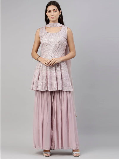 Neeru'S Onion Color, Georgette Fabric Suit-Short Anarkali