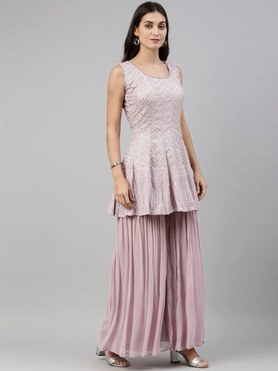 Neeru'S Onion Color, Georgette Fabric Suit-Short Anarkali