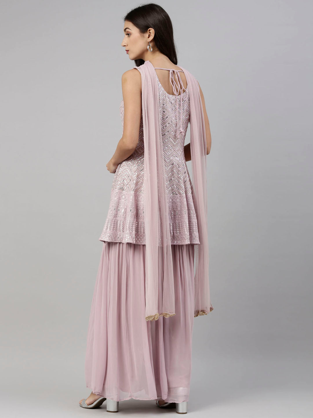 Neeru'S Onion Color, Georgette Fabric Suit-Short Anarkali