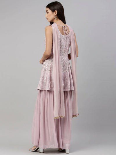 Neeru'S Onion Color, Georgette Fabric Suit-Short Anarkali