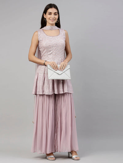 Neeru'S Onion Color, Georgette Fabric Suit-Short Anarkali