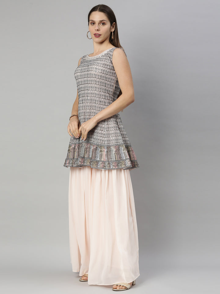 Neerus Peach Color Georgette Fabric Suit-Anarkali