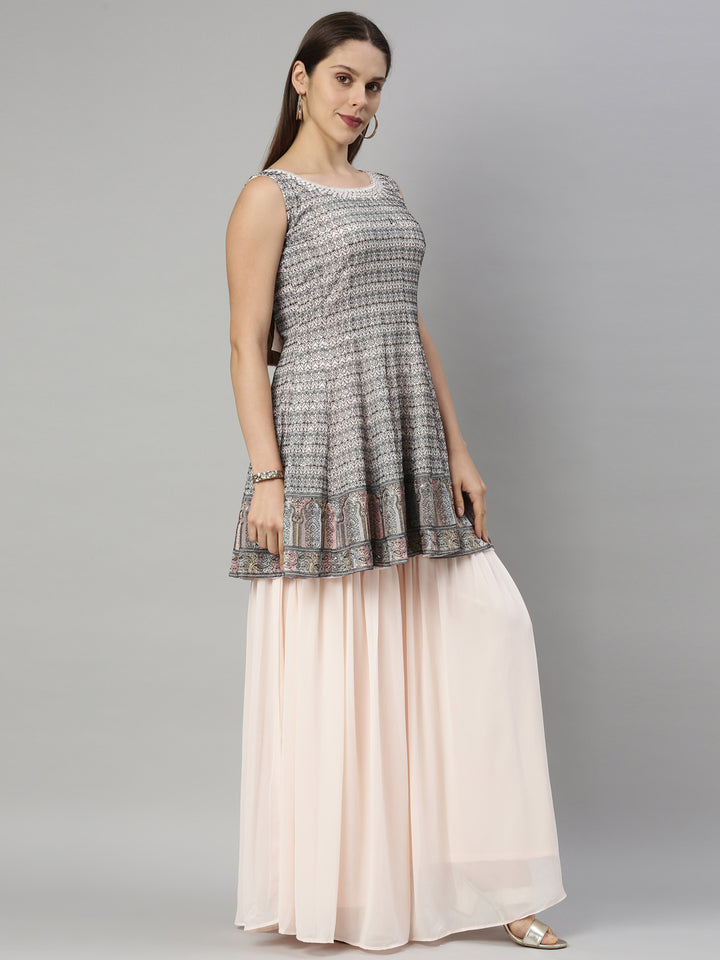 Neerus Peach Color Georgette Fabric Suit-Anarkali