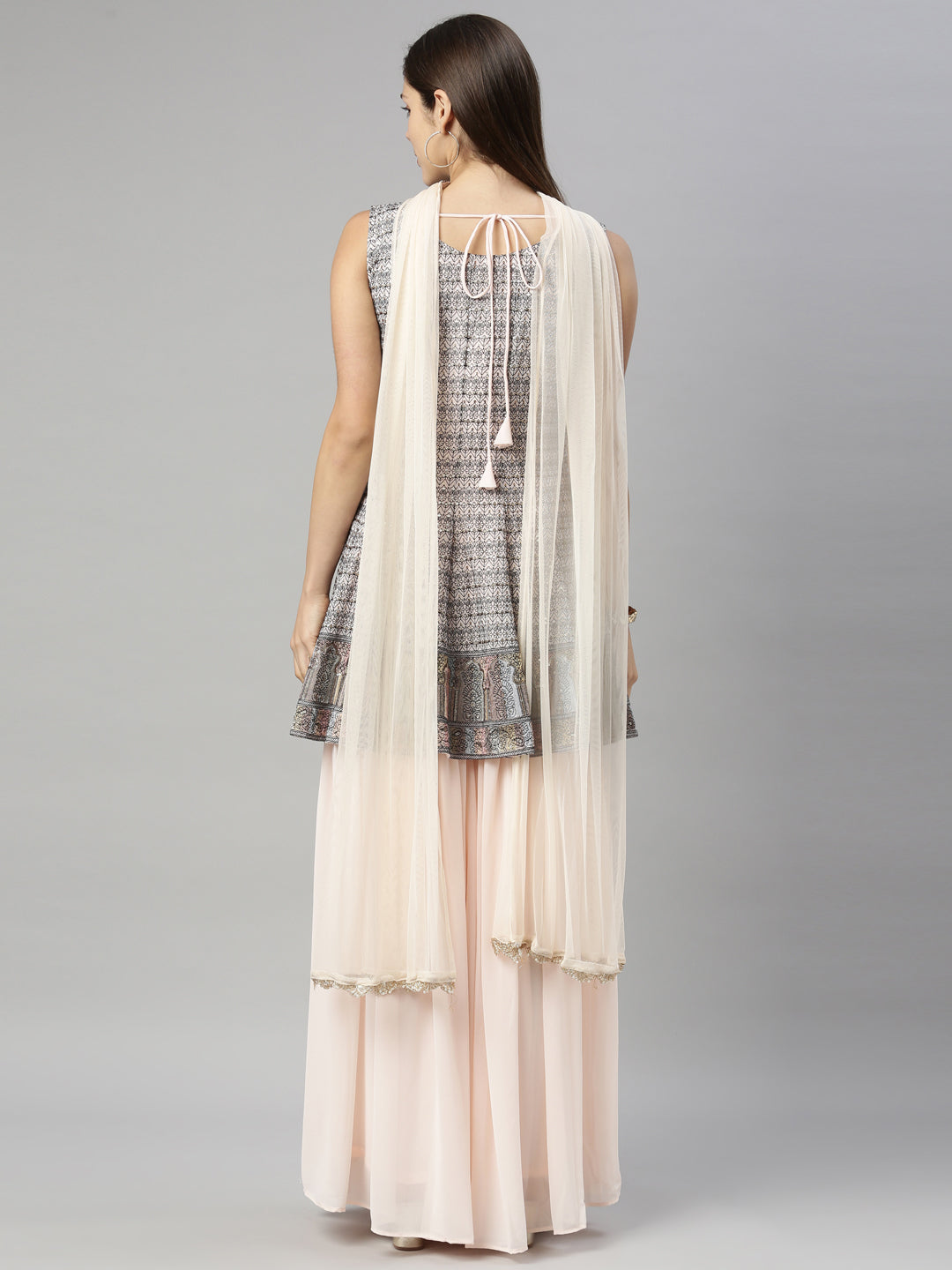 Neeru's Peach Color Georgette Fabric Suit-Anarkali