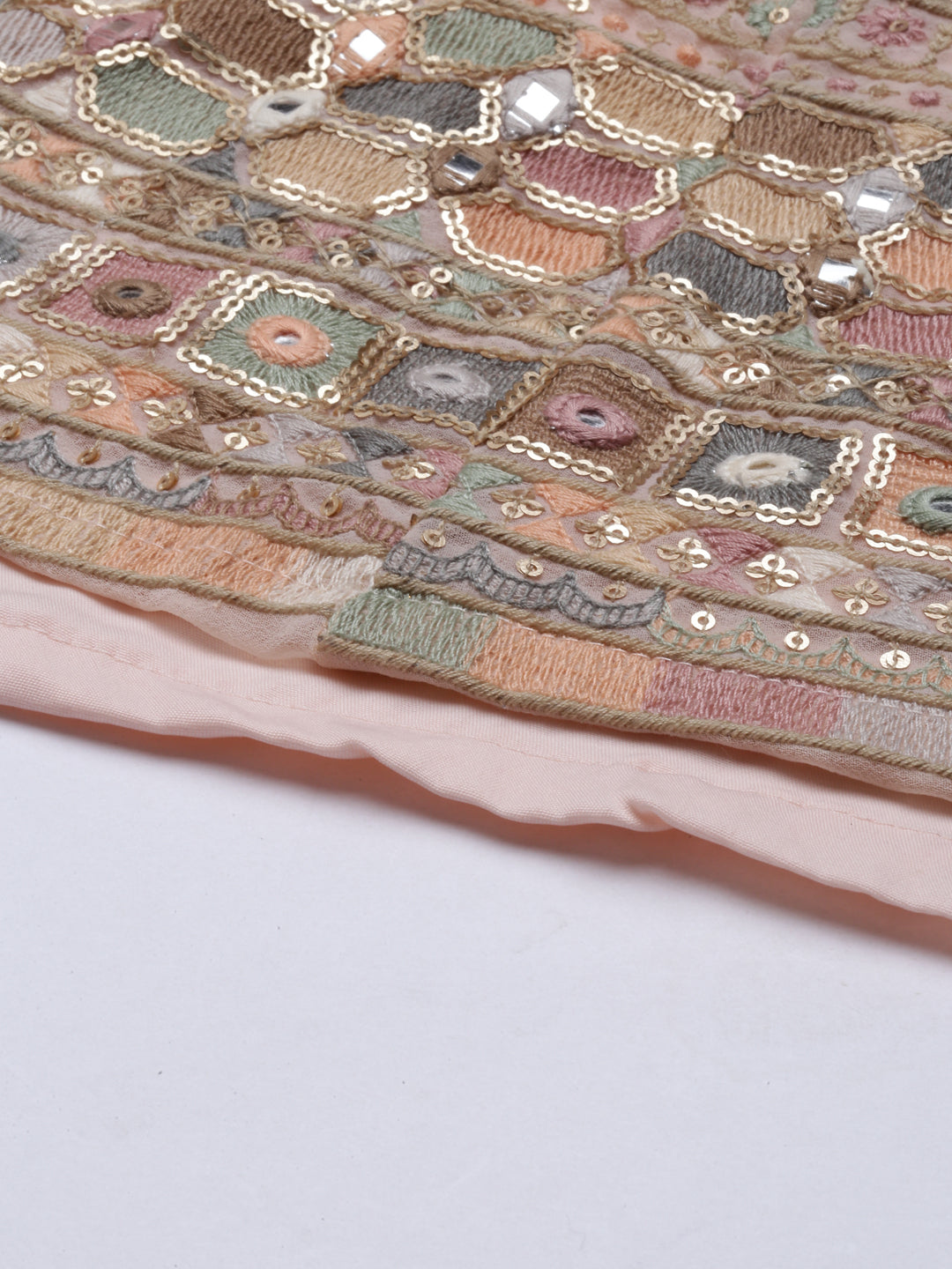 Neerus Peach Color Georgette Fabric Suit-Short Anarkali