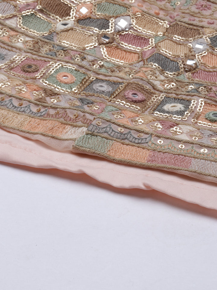 Neerus Peach Color Georgette Fabric Suit-Short Anarkali