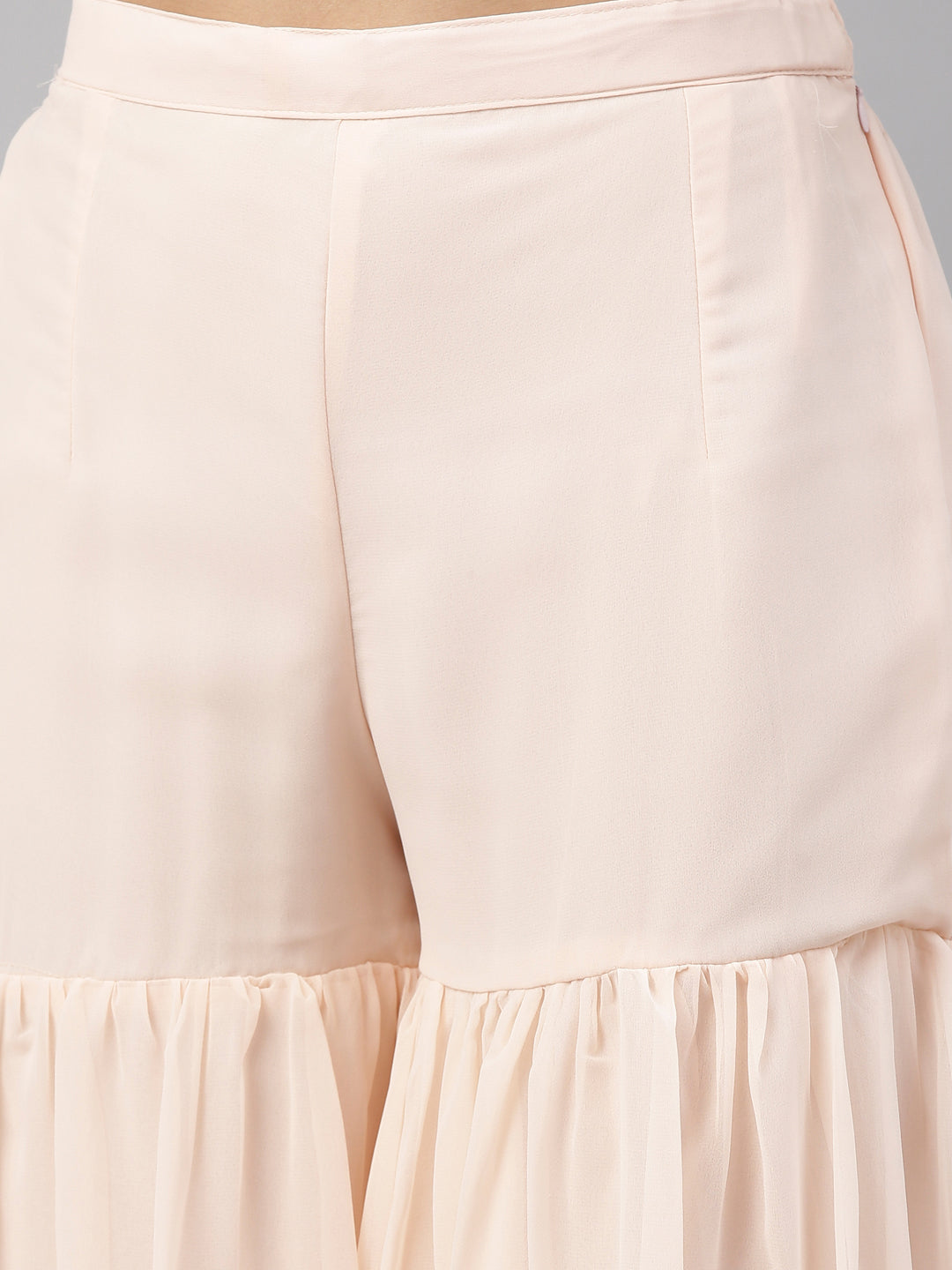 Neerus Peach Color Georgette Fabric Suit-Short Anarkali