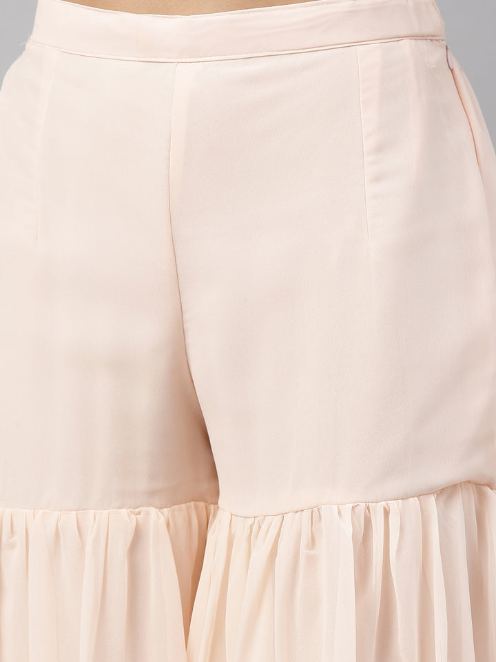 Neerus Peach Color Georgette Fabric Suit-Short Anarkali