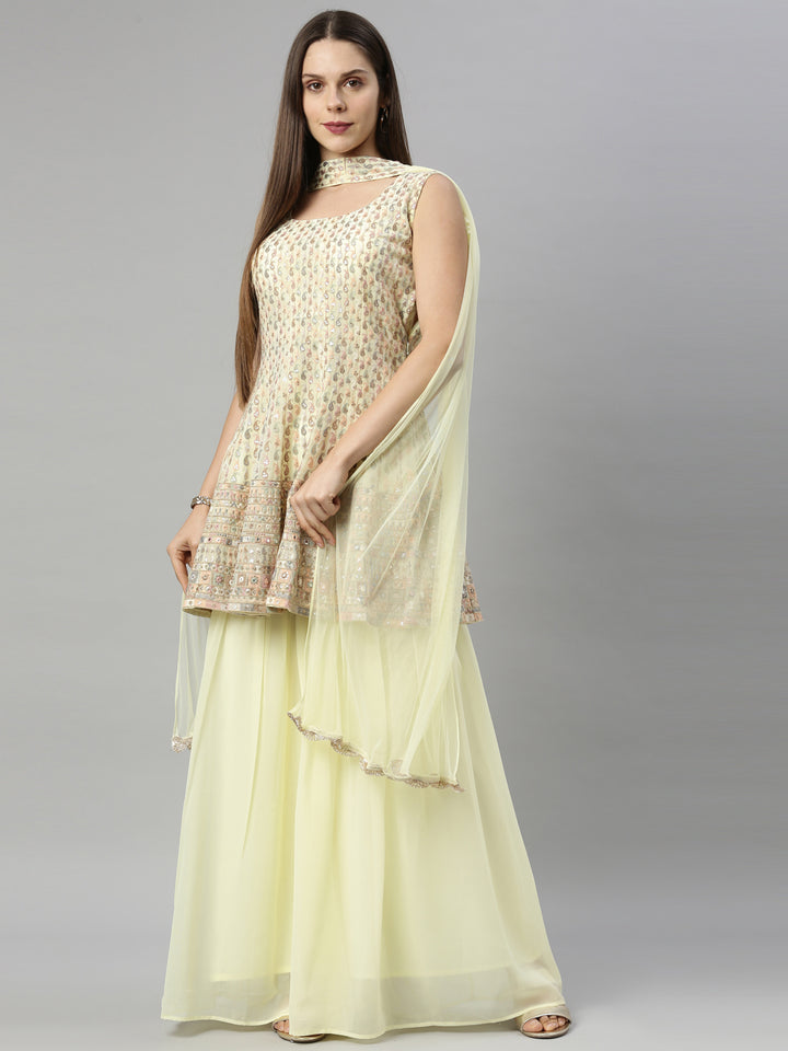 Neerus Yellow Georgette Printed Anarkali Suit Set - detail view 6