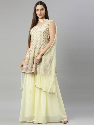 Neeru's Yellow Color Georgette Fabric Suit-Short Anarkali