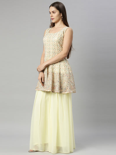 Neeru's Yellow Color Georgette Fabric Suit-Short Anarkali