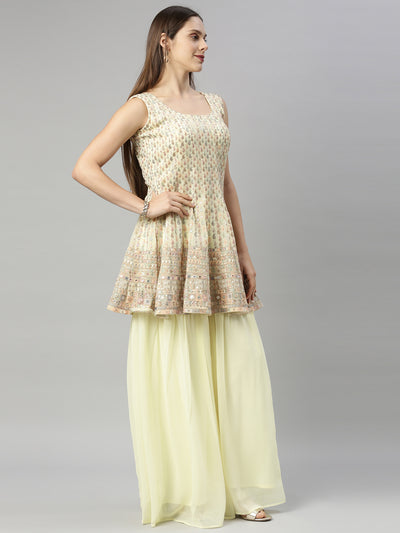 Neeru's Yellow Color Georgette Fabric Suit-Short Anarkali