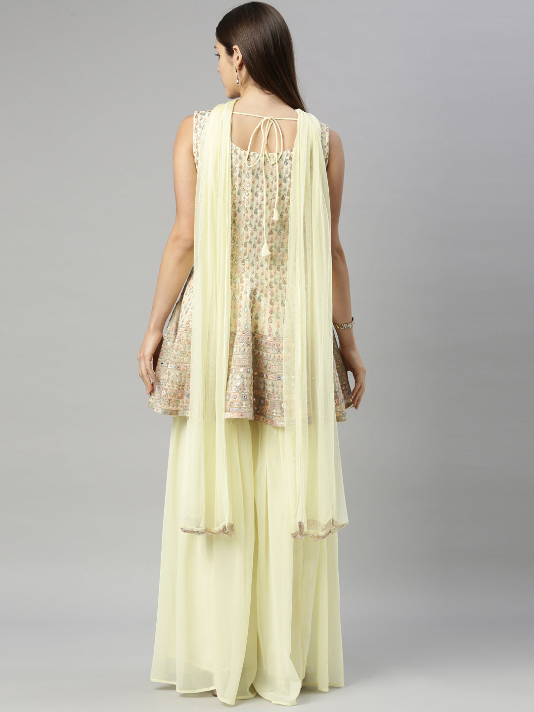 Neeru's Yellow Color Georgette Fabric Suit-Short Anarkali