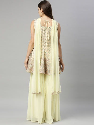 Neeru's Yellow Color Georgette Fabric Suit-Short Anarkali