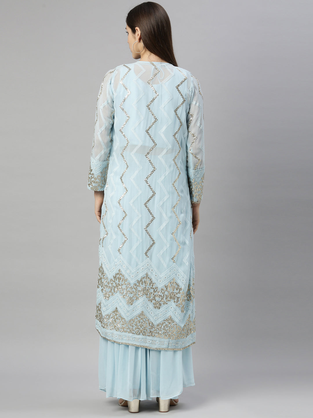 Neerus Blue Georgette Suit Set - detail view 1