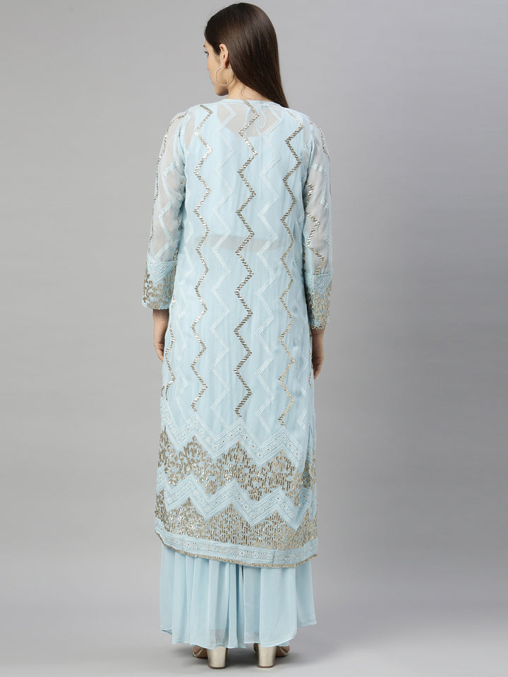 Neerus Blue Georgette Suit Set - detail view 1