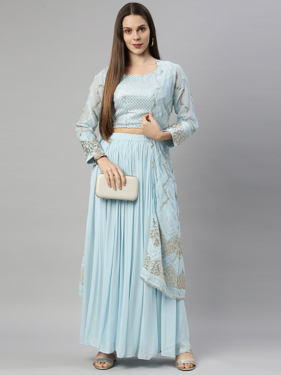 Neerus Blue Georgette Suit Set - detail view 2