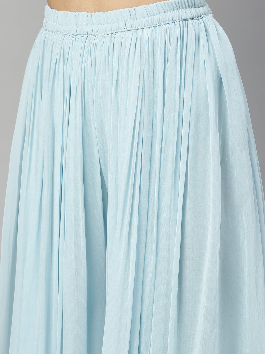 Neeru's Sky Blue Color Georgette Fabric Suit-Fusion