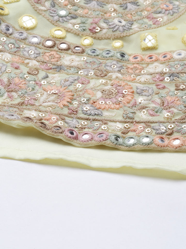 Neerus Yellow Color Georgette Fabric Suit-Short Anarkali