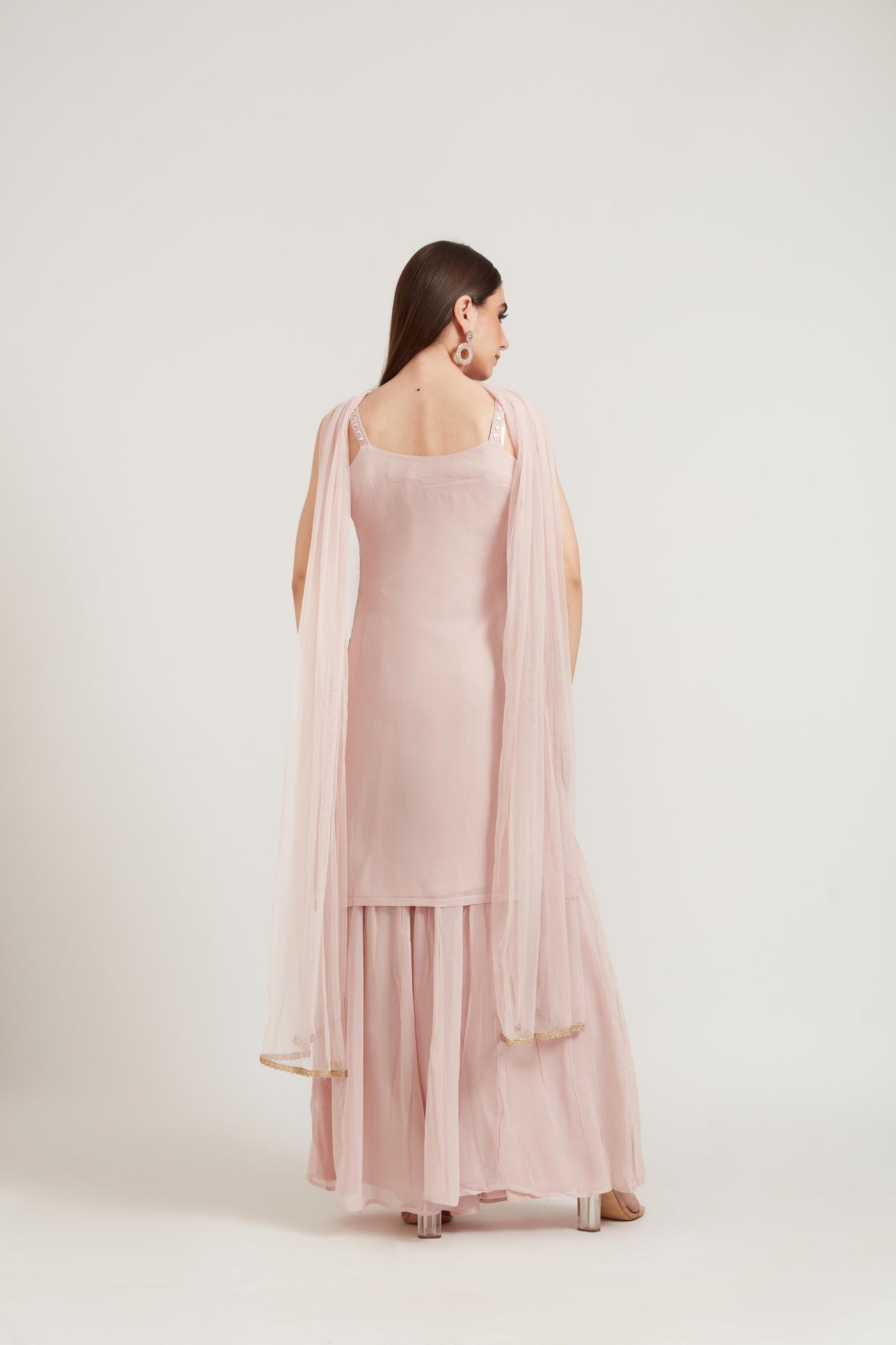 Neeru'S Onion Color Georgette Fabric Anarkali Suit