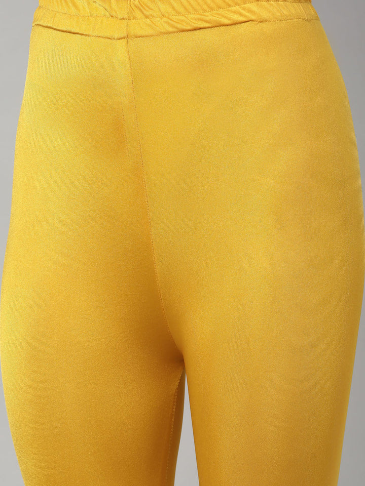 Neerus Yellow silk embroidered Anarkali suit set - detail view 7