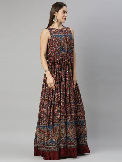 Neeru'S Maroon Color, Silk Fabric Gown