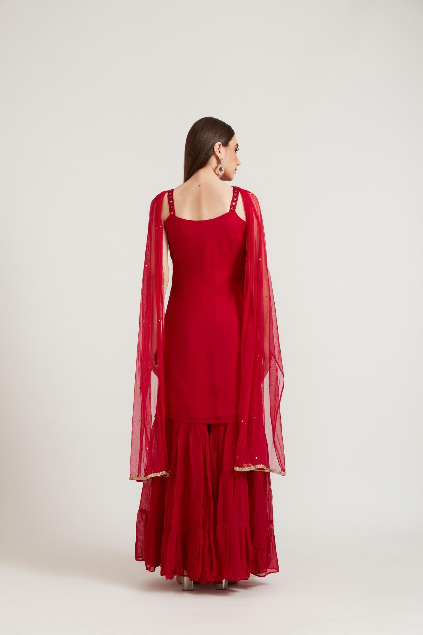 Neeru'S Rani Color Georgette Fabric Suit Set