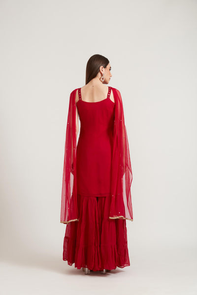 Neeru'S Rani Color Georgette Fabric Suit Set