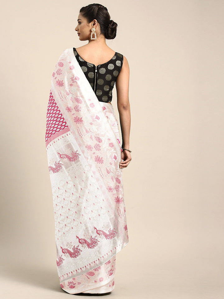 Neerus Pink Color Banaras Fabric Saree