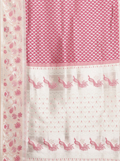 Neeru's Pink Color Banaras Fabric Saree